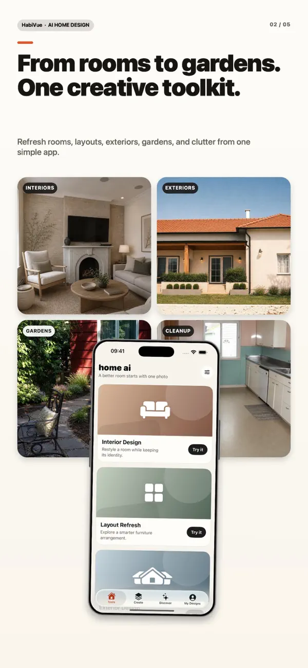 HabiVue toolkit for rooms, exteriors and gardens